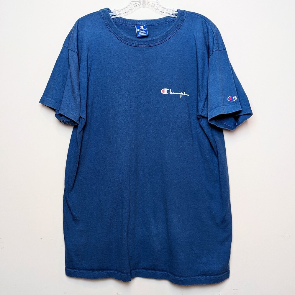 Champion Tonal Script Spell Out Logo‎ Single Stitch Shirt Vintage 80s Large